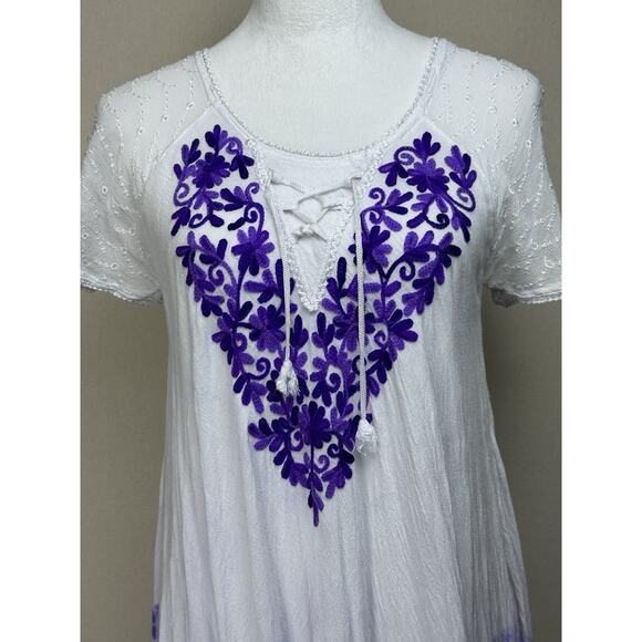 Advance Apparels Embroidered Dress Free Size Boho Beach Lightweight Tie-dyed - Picture 2 of 15